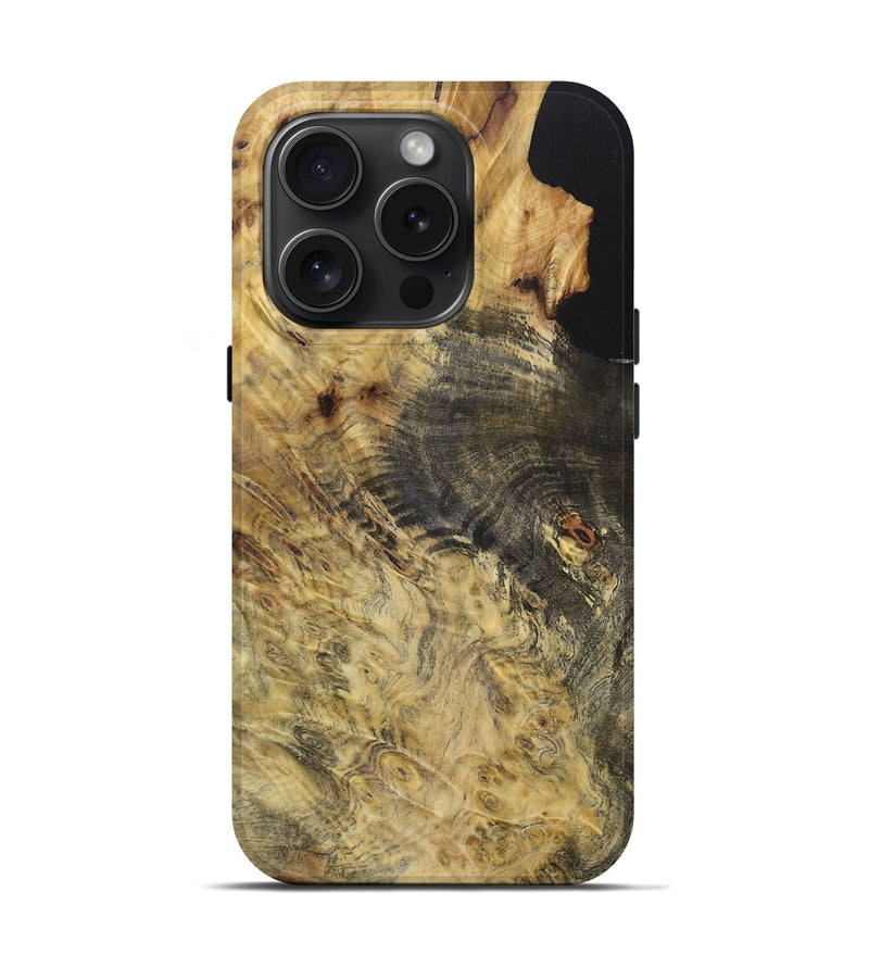 iPhone 15 Pro Wood+Resin Live Edge Phone Case - Dorothy (Wood Burl, 663930)