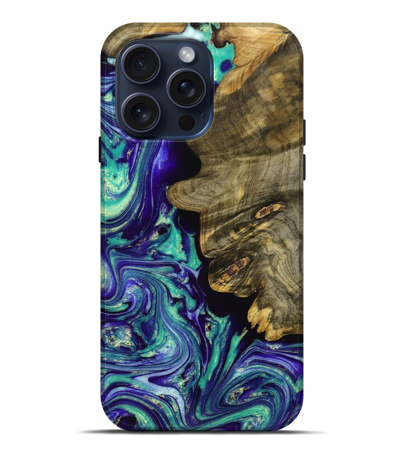iPhone 15 Pro Max Wood+Resin Live Edge Phone Case - Caylee (Purple, 663934)