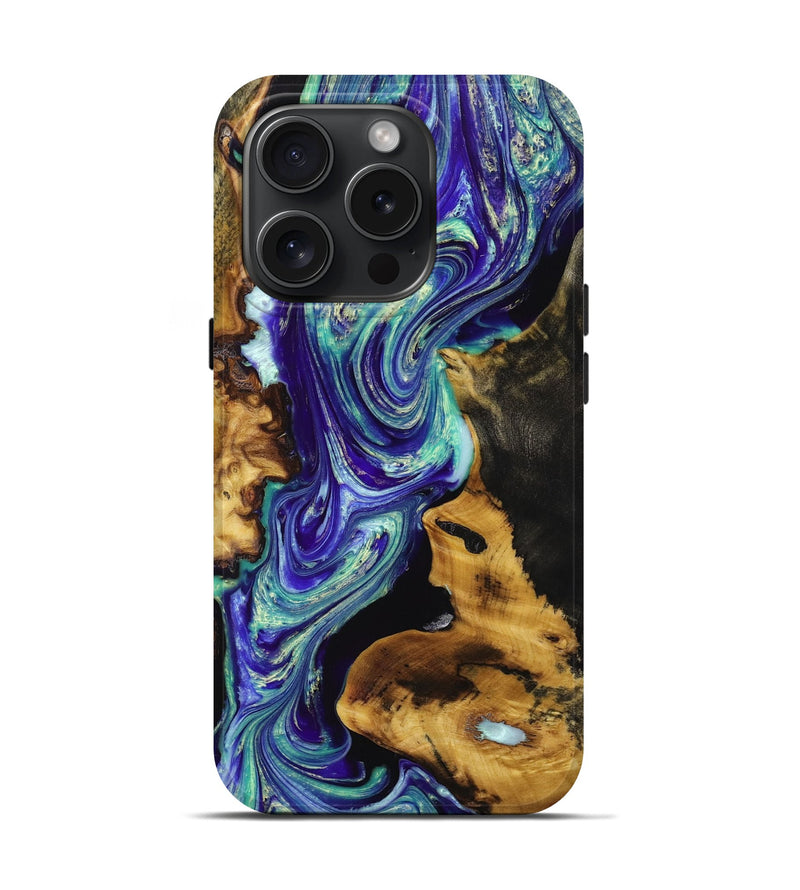 iPhone 15 Pro Wood+Resin Live Edge Phone Case - Zuri (Purple, 663936)