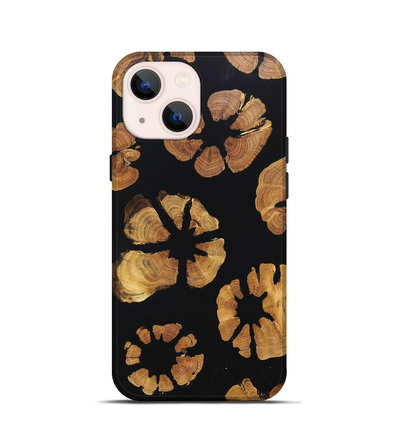 iPhone 13 mini Wood+Resin Live Edge Phone Case - Henrietta (Pure Black, 663938)