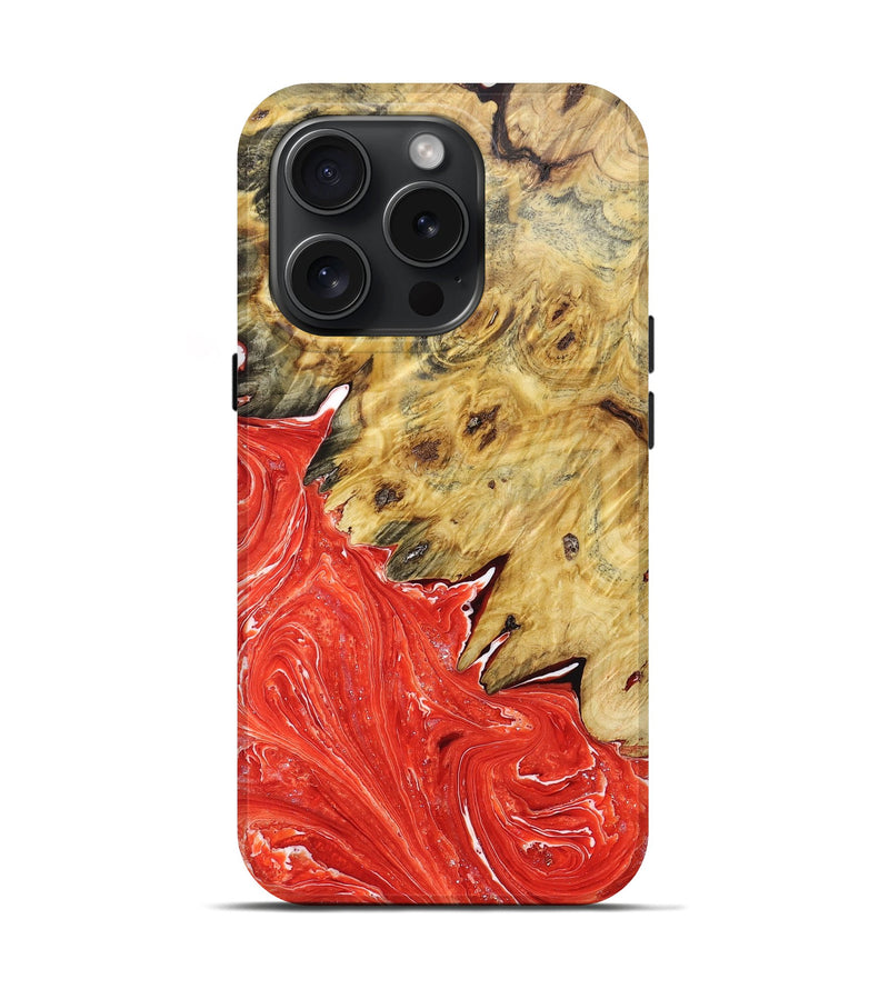 iPhone 15 Pro Wood+Resin Live Edge Phone Case - Wayne (Red, 663942)