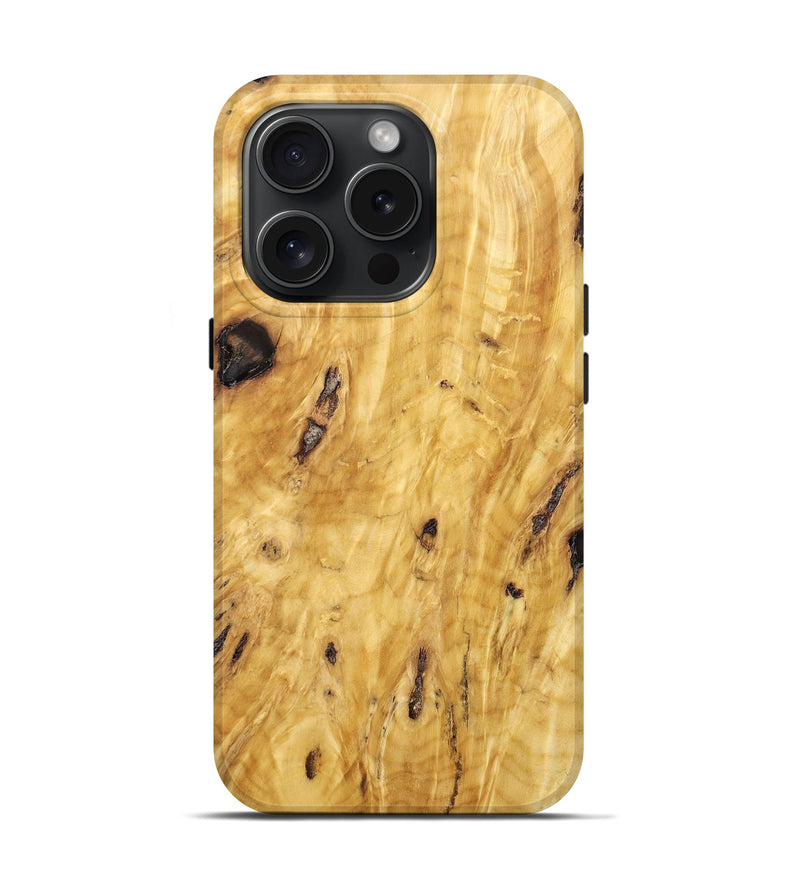 iPhone 15 Pro Wood+Resin Live Edge Phone Case - Flora (Wood Burl, 663960)
