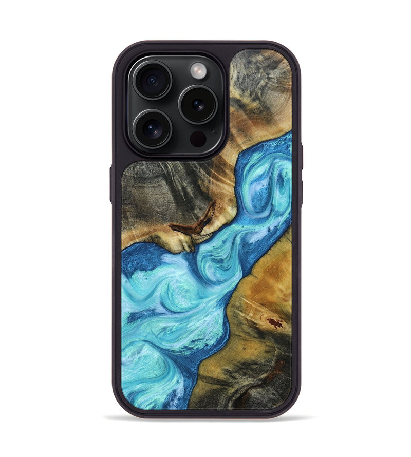 iPhone 15 Pro Wood+Resin Phone Case - Shaq (Blue, 664017)