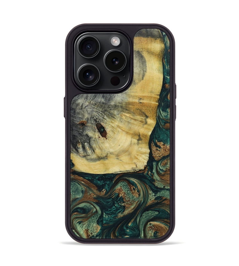 iPhone 15 Pro Wood+Resin Phone Case - Blakely (Green, 664070)