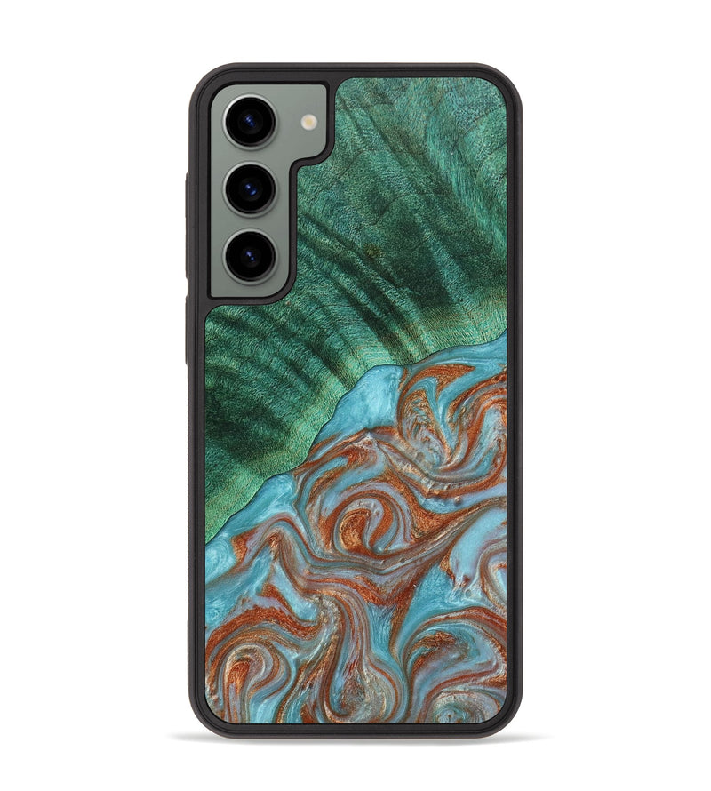 Galaxy S23 Plus Wood+Resin Phone Case - Wilbert (Teal & Gold, 664155)
