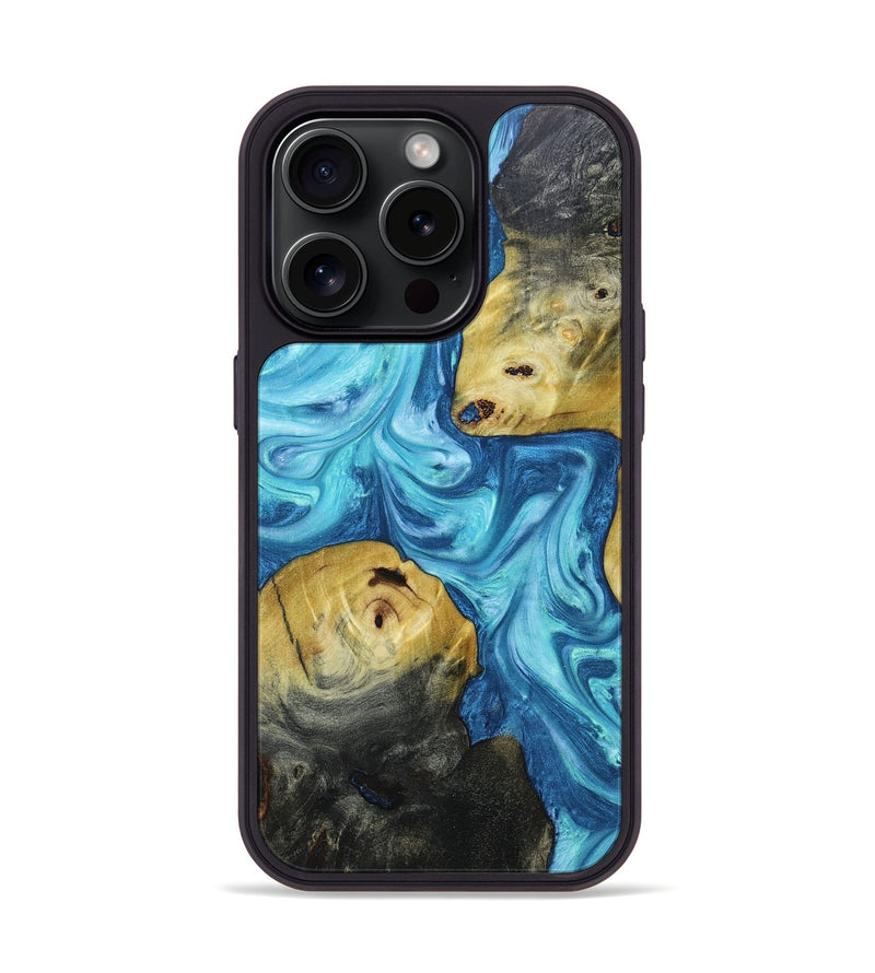 iPhone 15 Pro Wood+Resin Phone Case - Andre (Blue, 664176)