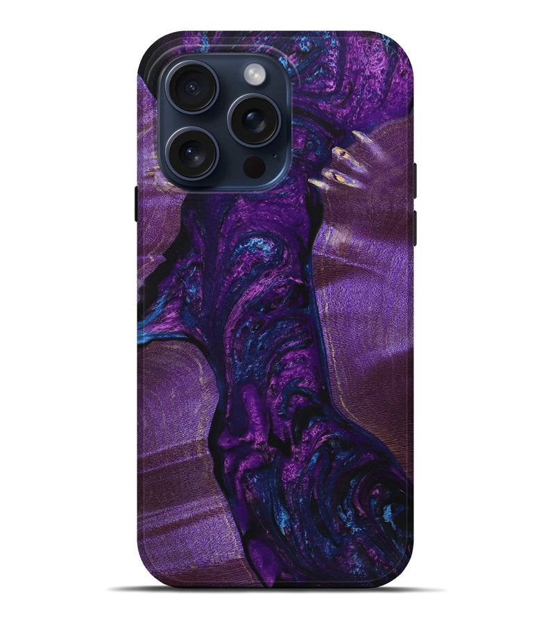 iPhone 15 Pro Max Wood+Resin Live Edge Phone Case - Quinn (Purple, 664327)