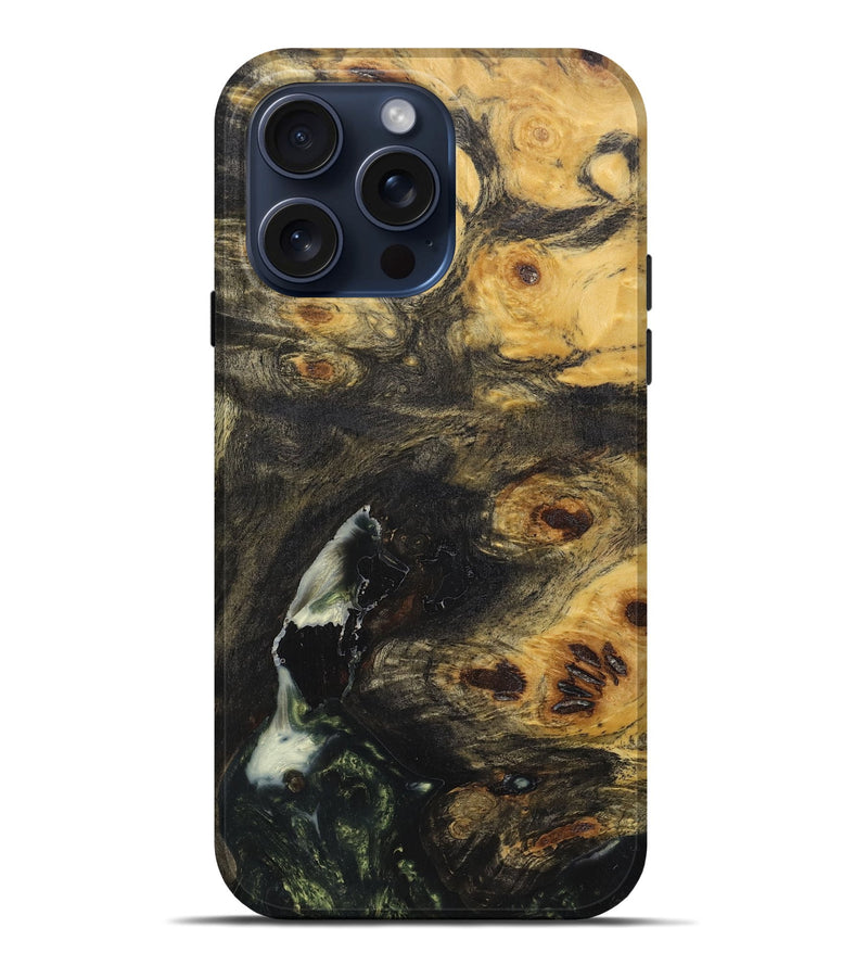 iPhone 15 Pro Max Wood+Resin Live Edge Phone Case - Dick (Green, 664332)