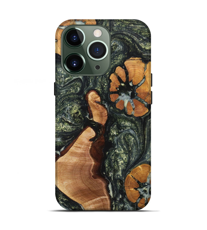 iPhone 13 Pro Wood+Resin Live Edge Phone Case - Karter (Green, 664342)