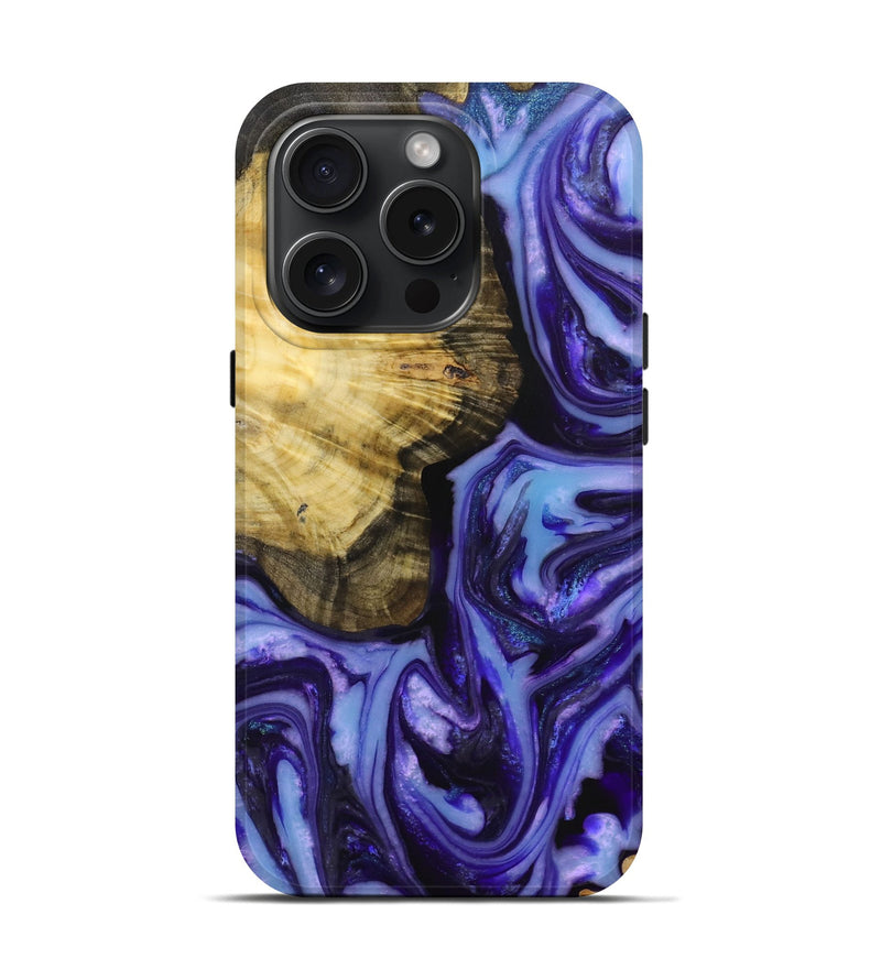 iPhone 15 Pro Wood+Resin Live Edge Phone Case - Quinn (Purple, 664345)