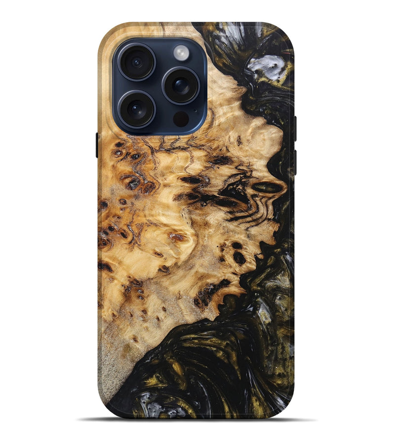 iPhone 15 Pro Max Wood+Resin Live Edge Phone Case - Dillon (Black & White, 664350)