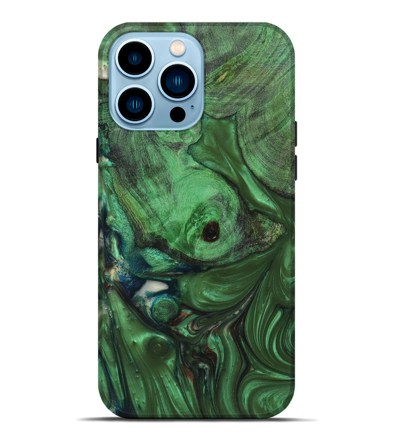 iPhone 14 Pro Max Wood+Resin Live Edge Phone Case - Waylon (Green, 664358)
