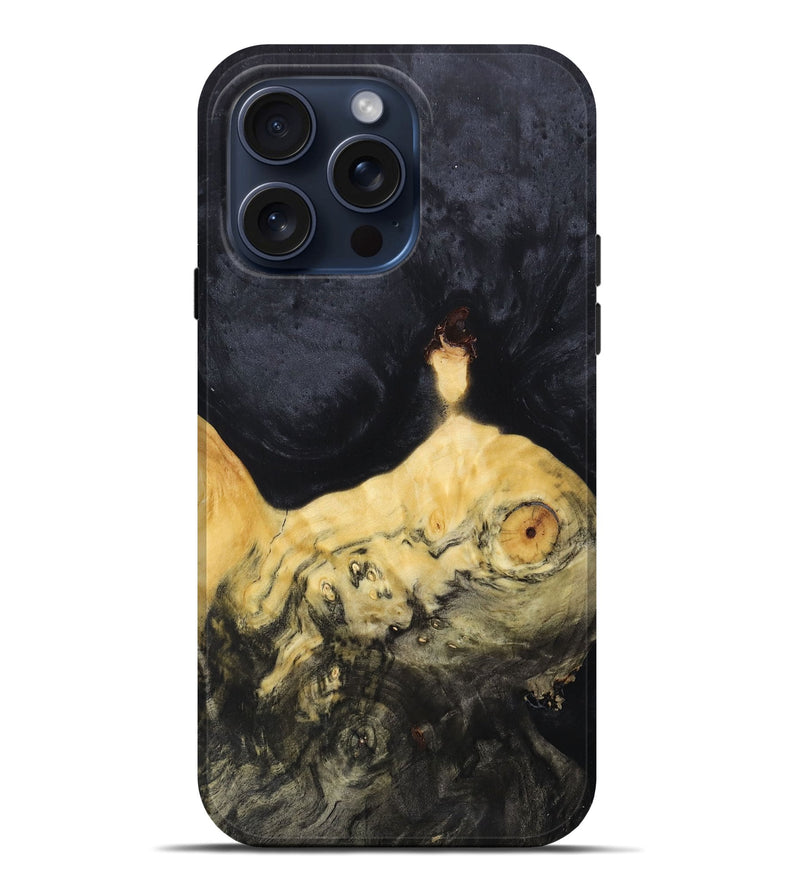 iPhone 15 Pro Max Wood+Resin Live Edge Phone Case - Eileen (Pure Black, 664399)