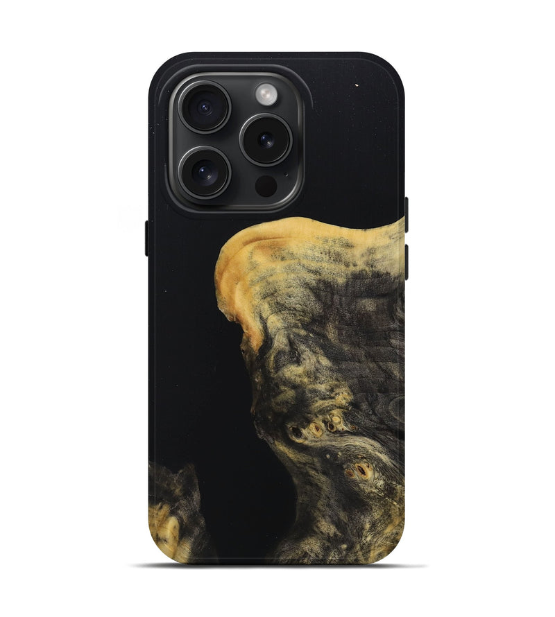 iPhone 15 Pro Wood+Resin Live Edge Phone Case - Tori (Pure Black, 664406)
