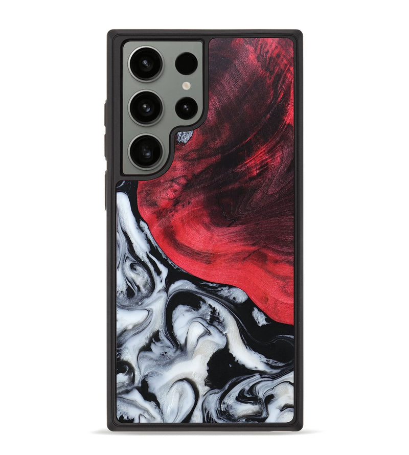 Galaxy S23 Ultra Wood+Resin Phone Case - Leslie (Black & White, 664691)