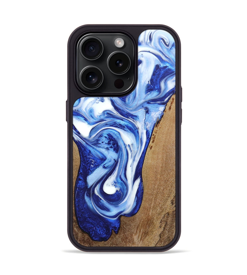 iPhone 15 Pro Wood+Resin Phone Case - Marc (Blue, 665044)