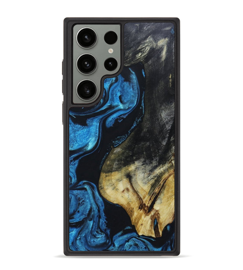 Galaxy S23 Ultra Wood+Resin Phone Case - Shelby (Blue, 665049)