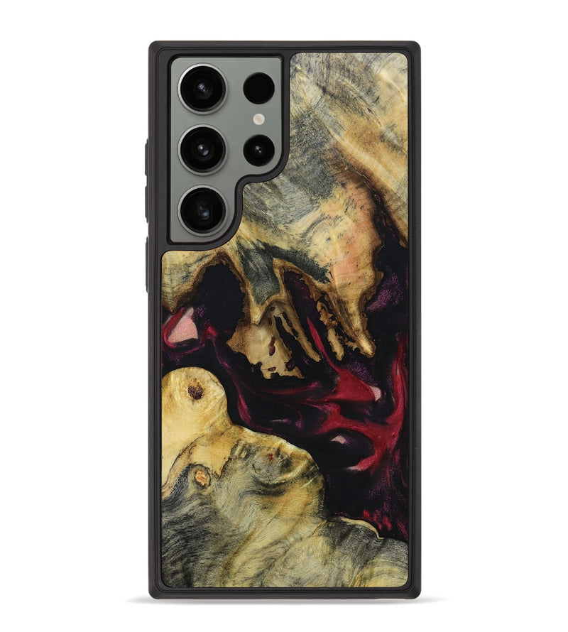 Galaxy S23 Ultra Wood+Resin Phone Case - Trista (Red, 665134)
