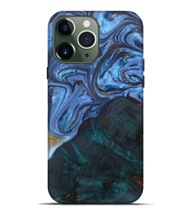 iPhone 13 Pro Max Wood+Resin Live Edge Phone Case - Bobbi (Blue, 665148)