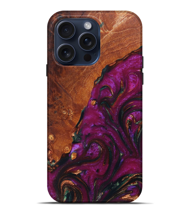 iPhone 15 Pro Max Wood+Resin Live Edge Phone Case - Jonathan (Purple, 665150)
