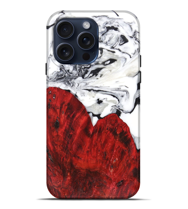 iPhone 15 Pro Max Wood+Resin Live Edge Phone Case - Bernadette (Black & White, 665152)