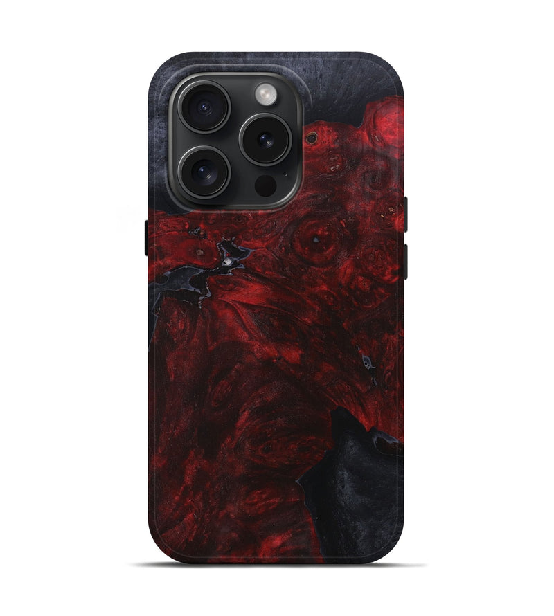 iPhone 15 Pro Wood+Resin Live Edge Phone Case - Asher (Pure Black, 665153)
