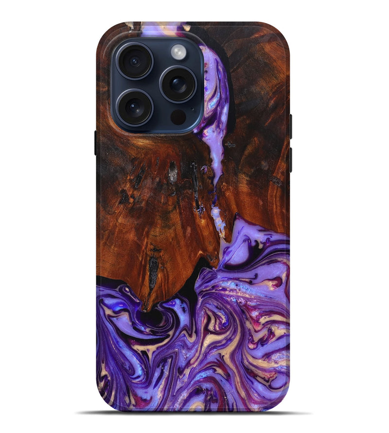 iPhone 15 Pro Max Wood+Resin Live Edge Phone Case - Karissa (Purple, 665155)