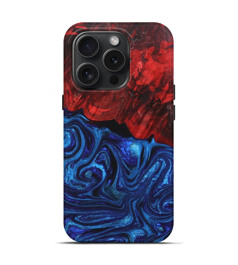 iPhone 15 Pro Wood+Resin Live Edge Phone Case - Oscar (Blue, 665158)