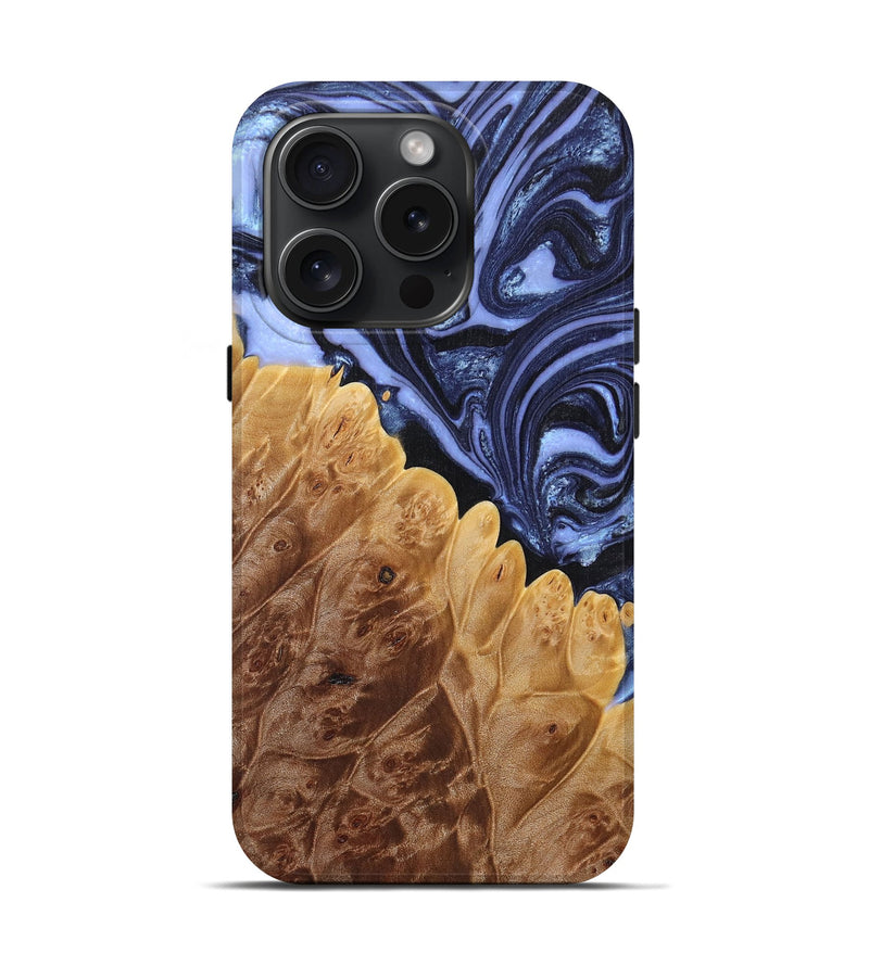 iPhone 15 Pro Wood+Resin Live Edge Phone Case - Remington (Blue, 665160)