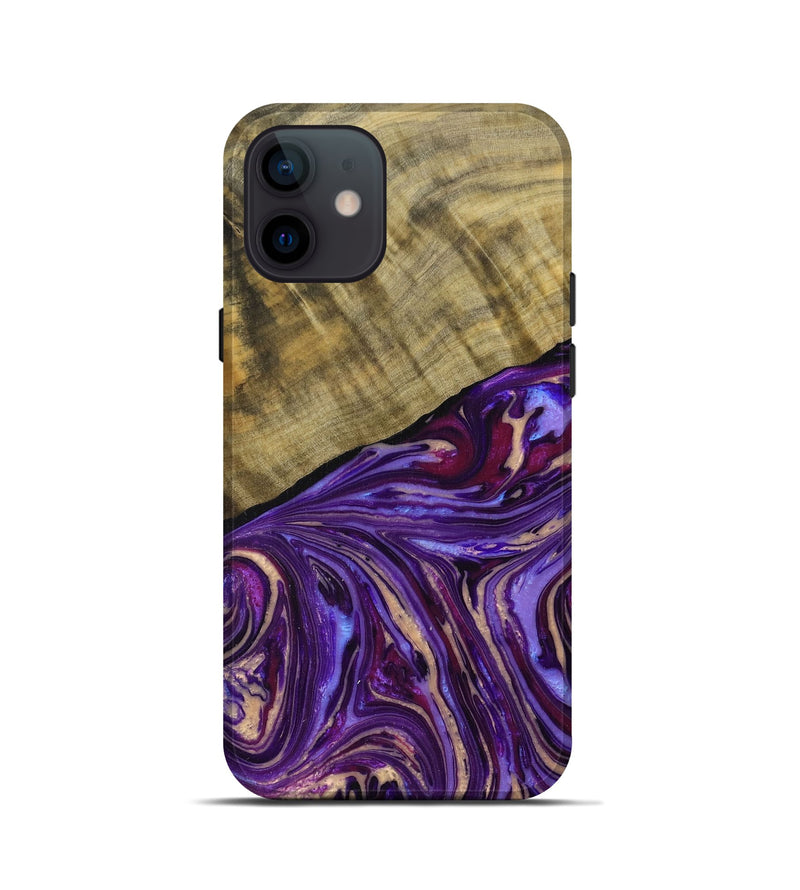 iPhone 12 mini Wood+Resin Live Edge Phone Case - Ariyah (Purple, 665161)