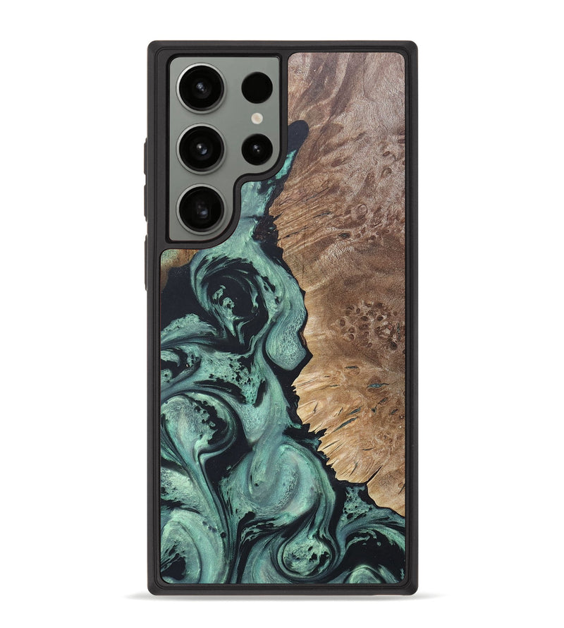 Galaxy S23 Ultra Wood+Resin Phone Case - Leslie (Green, 665217)