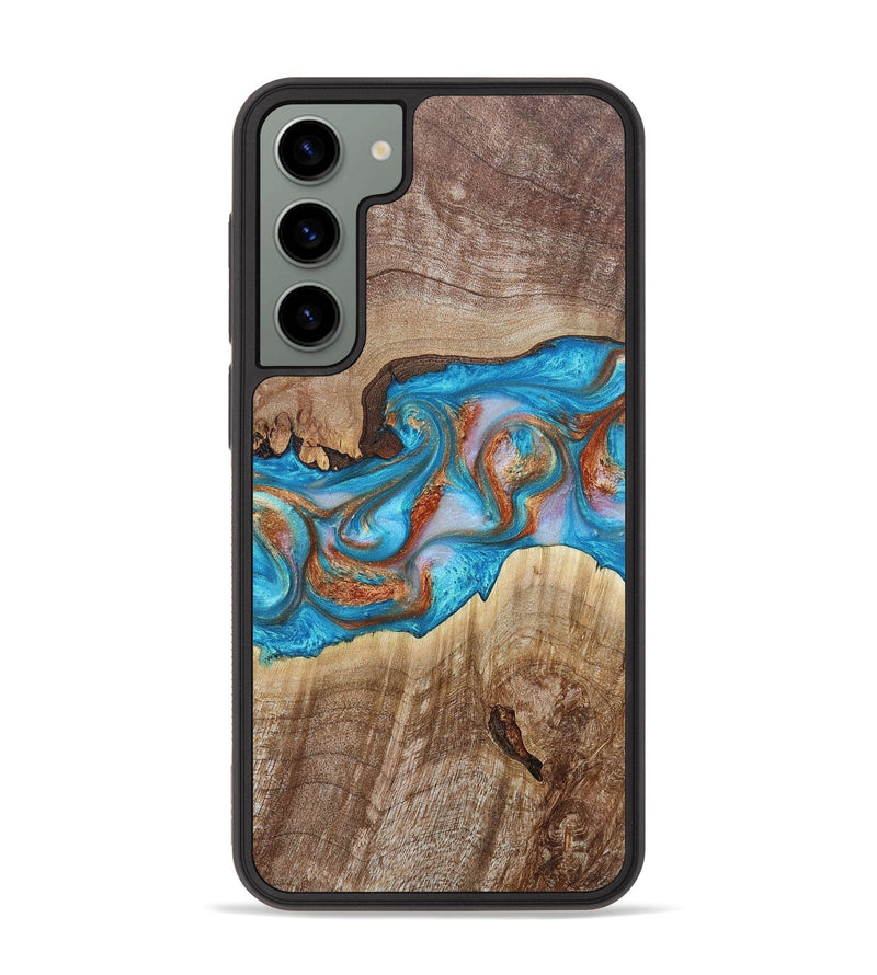 Galaxy S23 Plus Wood+Resin Phone Case - Kinsley (Teal & Gold, 665276)