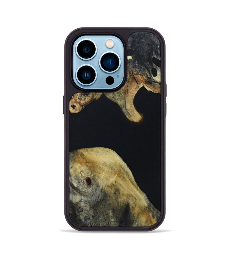 iPhone 14 Pro Wood+Resin Phone Case - Aiden (Pure Black, 665290)