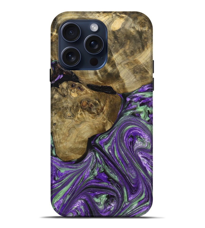 iPhone 15 Pro Max Wood+Resin Live Edge Phone Case - Gustavo (Purple, 665421)