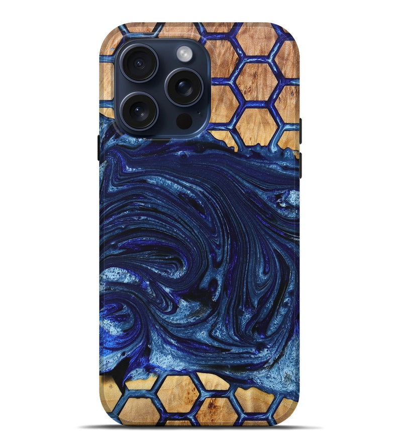 iPhone 15 Pro Max Wood+Resin Live Edge Phone Case - Ariana (Pattern, 665422)
