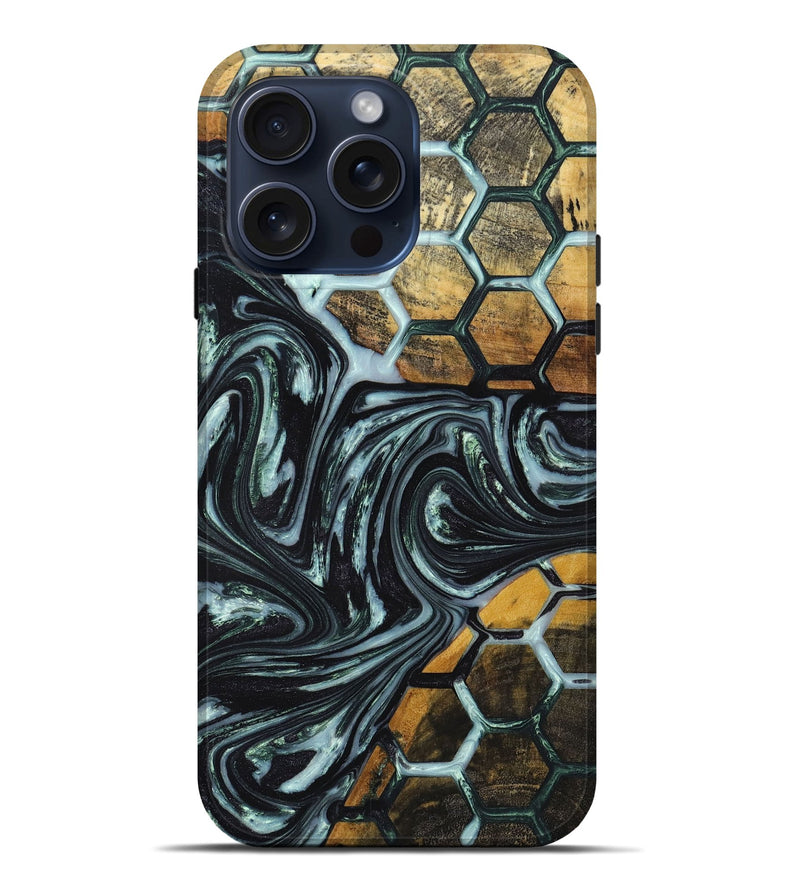 iPhone 15 Pro Max Wood+Resin Live Edge Phone Case - Angelina (Pattern, 665423)