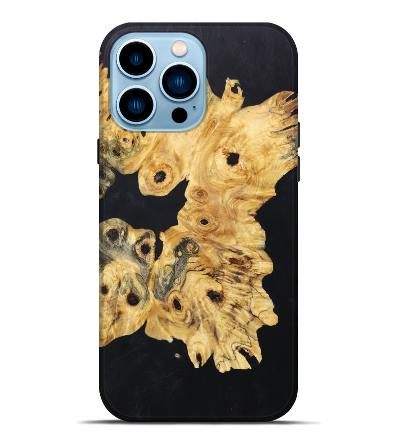 iPhone 14 Pro Max Wood+Resin Live Edge Phone Case - Aliyah (Pure Black, 665440)