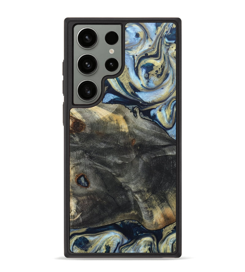 Galaxy S23 Ultra Wood+Resin Phone Case - Janine (Teal & Gold, 665534)