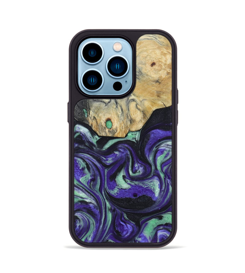 iPhone 14 Pro Wood+Resin Phone Case - Aniya (Purple, 665545)