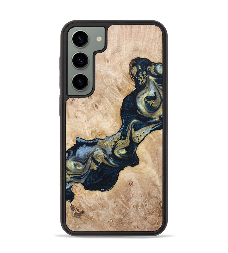 Galaxy S23 Plus Wood+Resin Phone Case - Mallory (Teal & Gold, 665566)