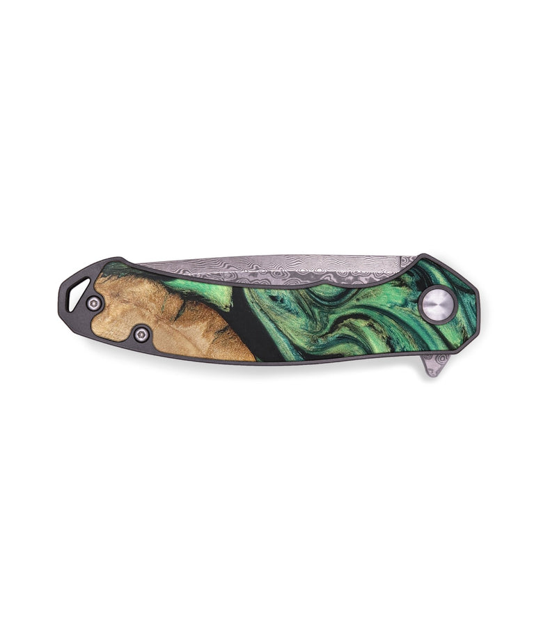 EDC Wood+Resin Pocket Knife - Gillian (Green, 665625)