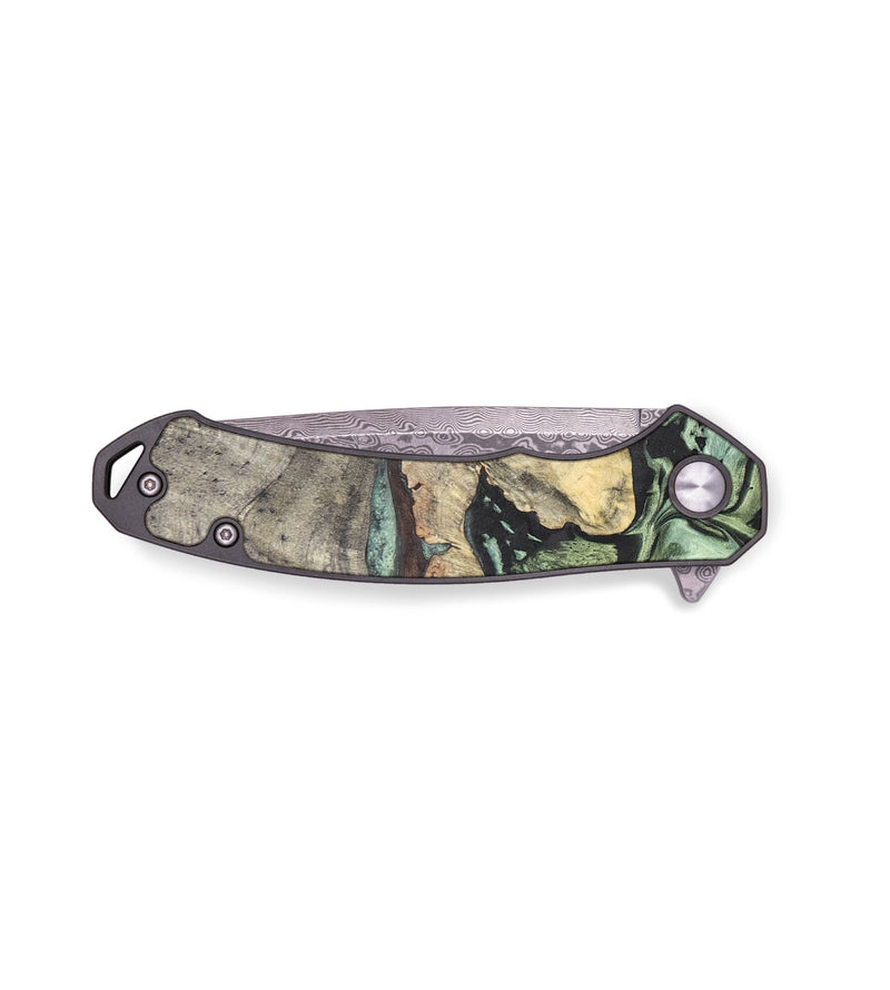 EDC Wood+Resin Pocket Knife - Isaac (Green, 665649)
