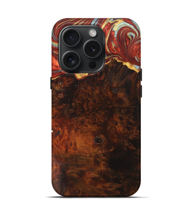 iPhone 15 Pro Wood+Resin Live Edge Phone Case - Skye (Red, 665694)