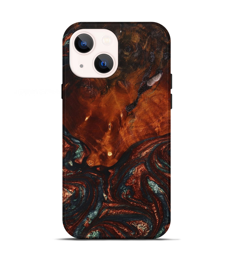 iPhone 13 Wood+Resin Live Edge Phone Case - Deloris (Green, 665704)