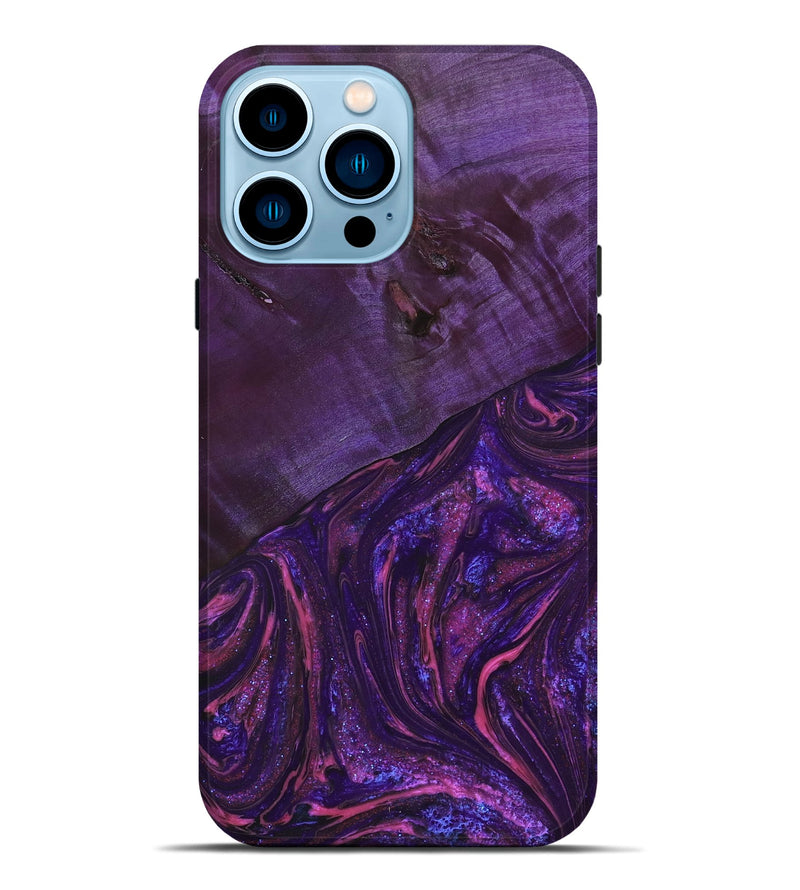 iPhone 14 Pro Max Wood+Resin Live Edge Phone Case - William (Purple, 665708)