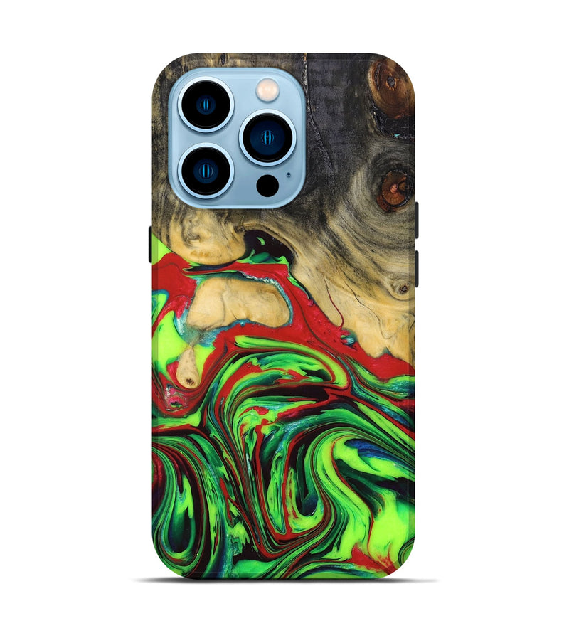 iPhone 14 Pro Wood+Resin Live Edge Phone Case - Austin (Green, 665710)