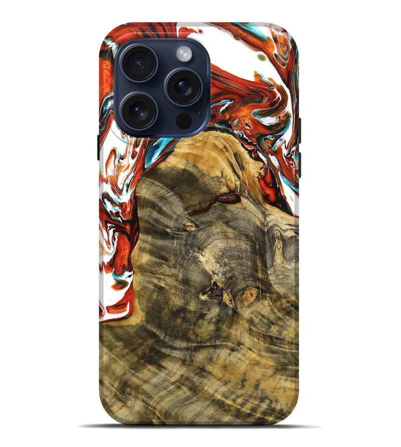 iPhone 15 Pro Max Wood+Resin Live Edge Phone Case - Anaya (Red, 665743)