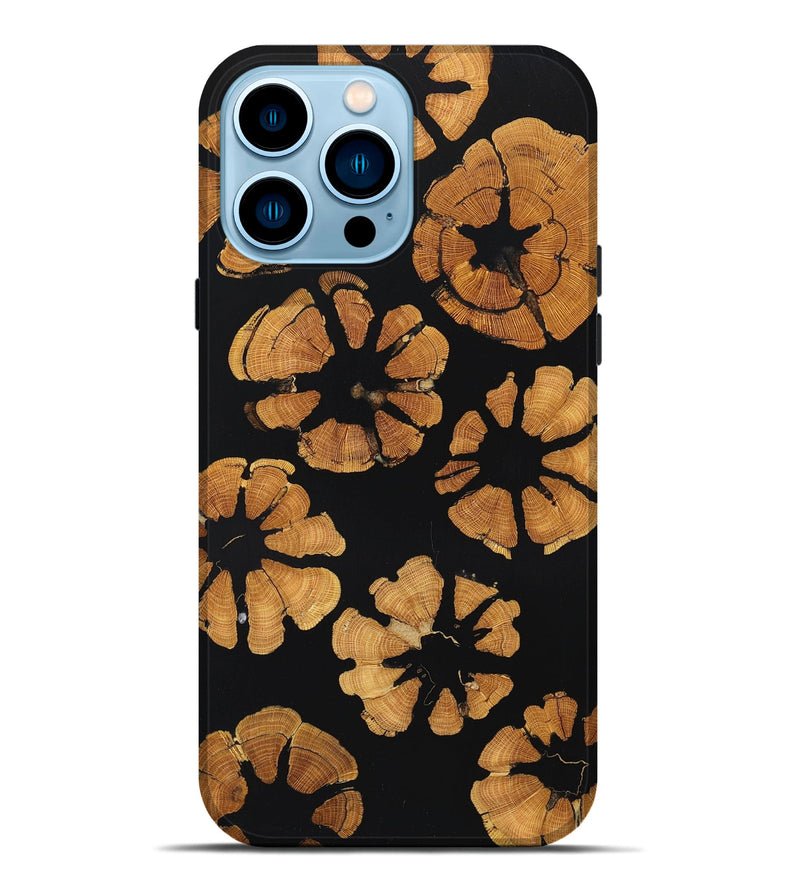 iPhone 14 Pro Max Wood+Resin Live Edge Phone Case - Evelyn (Pure Black, 665744)