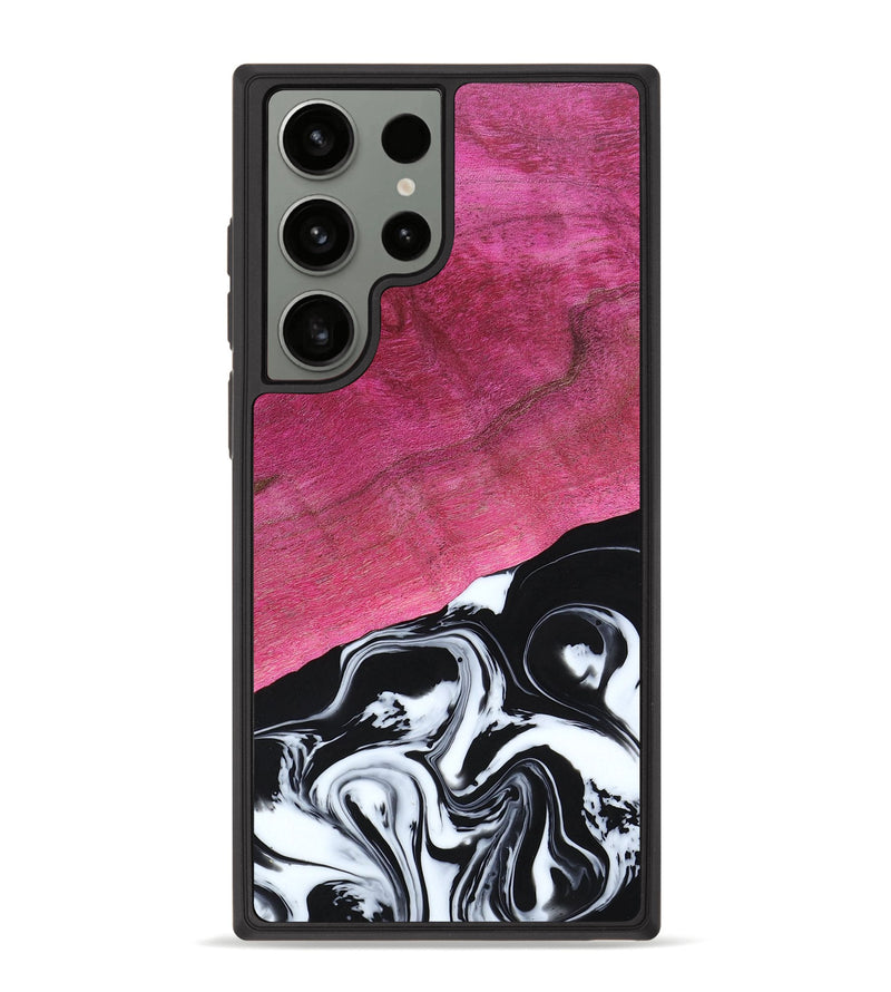 Galaxy S23 Ultra Wood+Resin Phone Case - Debby (Black & White, 665873)