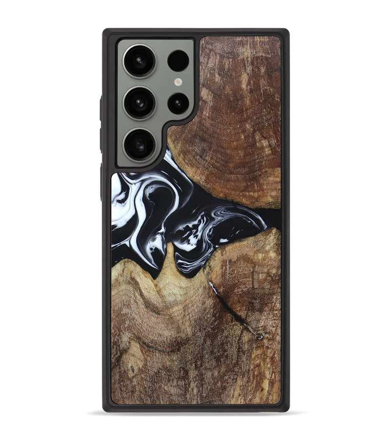 Galaxy S23 Ultra Wood+Resin Phone Case - Remy (Black & White, 665879)